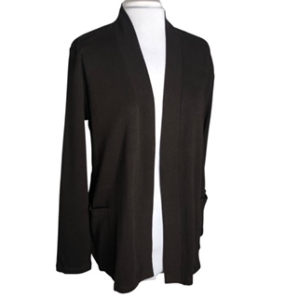 NWT Rafaella Studio Open Front Chocolate Brown Cardigan Size L
